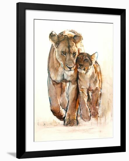 Tender, 2019, (conté and pastel on paper)-Mark Adlington-Framed Giclee Print