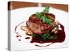 Tenderloin Steak Wrapped in Bacon with Red Sauce and Spinach-Kondor83-Stretched Canvas