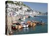 Tenders Moored on the Quayside in Looe, Cornwall, England, United Kingdom, Europe-David Clapp-Stretched Canvas