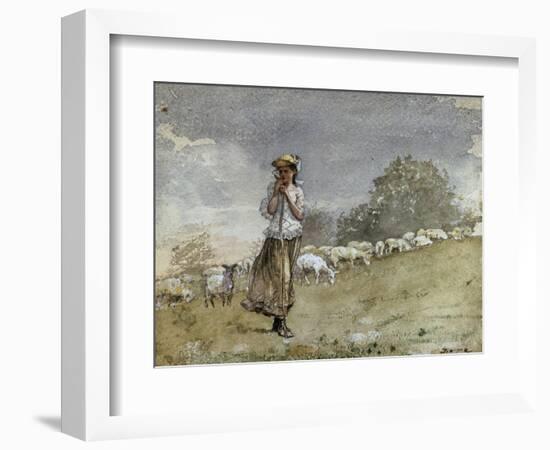 Tending Sheep, Houghton Farm-Winslow Homer-Framed Giclee Print