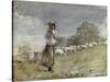 Tending Sheep, Houghton Farm-Winslow Homer-Stretched Canvas