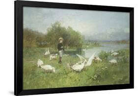 Tending the Geese-Luigi Chialiva-Framed Giclee Print