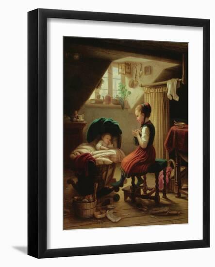 Tending the Little Ones-Johann Georg Meyer von Bremen-Framed Giclee Print