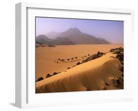 Tenere Desert, Camel Caravan Travelling Through the Air Mountains and Tenere Desert, Niger-Paul Harris-Framed Photographic Print