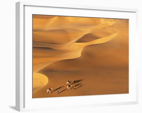 Tenere Desert, Camel Caravan Travelling Through the Air Mountains and Tenere Desert, Niger-Paul Harris-Framed Photographic Print