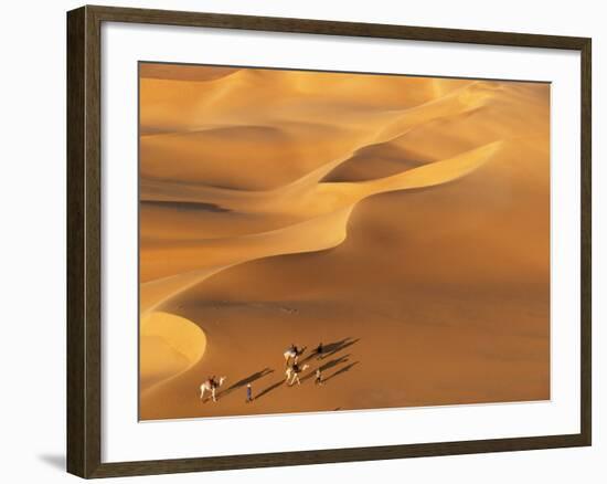 Tenere Desert, Camel Caravan Travelling Through the Air Mountains and Tenere Desert, Niger-Paul Harris-Framed Photographic Print