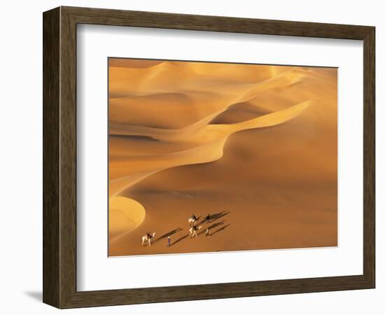 Tenere Desert, Camel Caravan Travelling Through the Air Mountains and Tenere Desert, Niger-Paul Harris-Framed Photographic Print