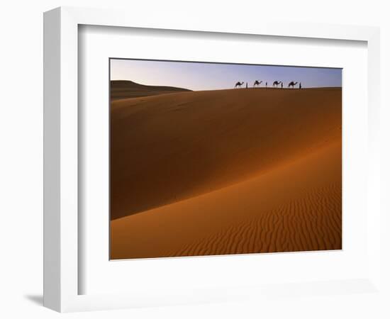 Tenere Desert, Camel Caravan Travelling Through the Air Mountains and Tenere Desert, Niger-Paul Harris-Framed Photographic Print