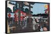 Tenman Shrine at Yushima, Japanese Wood-Cut Print-Lantern Press-Framed Stretched Canvas