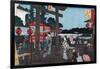 Tenman Shrine at Yushima, Japanese Wood-Cut Print-Lantern Press-Framed Art Print