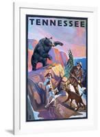 Tennessee, Bear Hunter with Dogs-Lantern Press-Framed Art Print