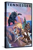 Tennessee, Bear Hunter with Dogs-Lantern Press-Stretched Canvas
