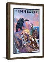 Tennessee, Bear Hunter with Dogs-Lantern Press-Framed Art Print