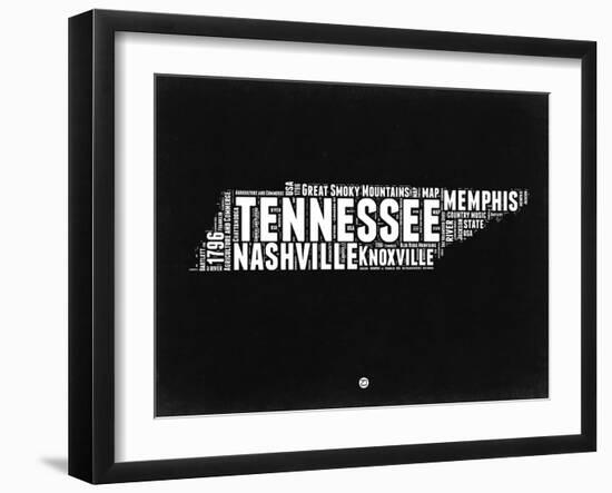 Tennessee Black and White Map-NaxArt-Framed Art Print