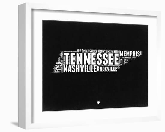 Tennessee Black and White Map-NaxArt-Framed Art Print