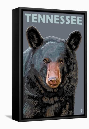 Tennessee - Black Bear Up Close-Lantern Press-Framed Stretched Canvas