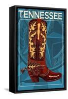 Tennessee - Boot-Lantern Press-Framed Stretched Canvas