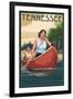 Tennessee - Canoers on Lake-Lantern Press-Framed Art Print