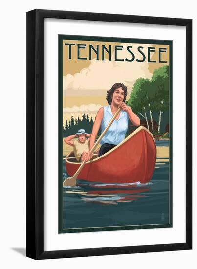 Tennessee - Canoers on Lake-Lantern Press-Framed Art Print