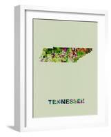 Tennessee Color Splatter Map-NaxArt-Framed Art Print