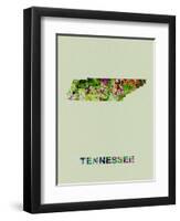 Tennessee Color Splatter Map-NaxArt-Framed Art Print