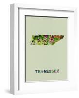 Tennessee Color Splatter Map-NaxArt-Framed Art Print