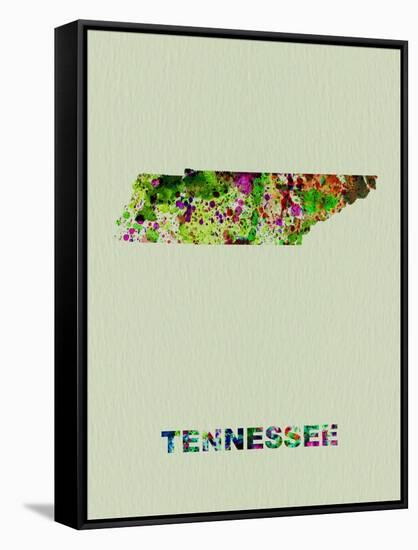 Tennessee Color Splatter Map-NaxArt-Framed Stretched Canvas