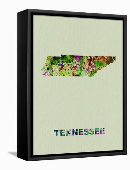 Tennessee Color Splatter Map-NaxArt-Framed Stretched Canvas