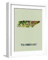 Tennessee Color Splatter Map-NaxArt-Framed Art Print