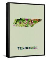 Tennessee Color Splatter Map-NaxArt-Framed Stretched Canvas