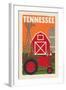 Tennessee - Country - Woodblock-Lantern Press-Framed Art Print