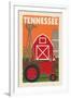 Tennessee - Country - Woodblock-Lantern Press-Framed Art Print