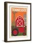 Tennessee - Country - Woodblock-Lantern Press-Framed Art Print