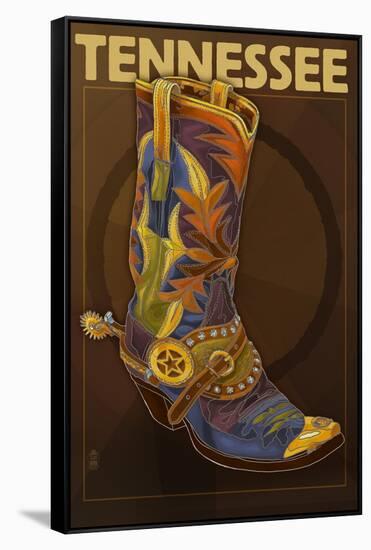 Tennessee - Cowboy Boot-Lantern Press-Framed Stretched Canvas