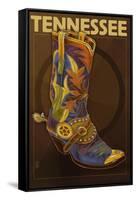 Tennessee - Cowboy Boot-Lantern Press-Framed Stretched Canvas