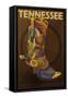 Tennessee - Cowboy Boot-Lantern Press-Framed Stretched Canvas