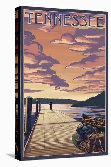 Tennessee - Dock Scene and Lake-Lantern Press-Stretched Canvas