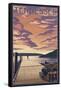 Tennessee - Dock Scene and Lake-Lantern Press-Framed Stretched Canvas