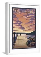 Tennessee - Dock Scene and Lake-Lantern Press-Framed Art Print