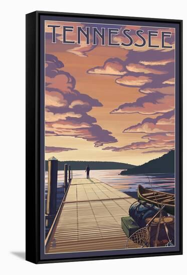 Tennessee - Dock Scene and Lake-Lantern Press-Framed Stretched Canvas