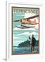 Tennessee - Float Plane and Fisherman-Lantern Press-Framed Art Print