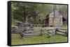 Tennessee, Great Smoky Mountains NP. John Oliver Place in Cades Cove-Don Paulson-Framed Stretched Canvas