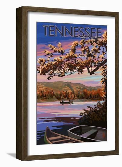Tennessee - Lake at Dusk-Lantern Press-Framed Art Print