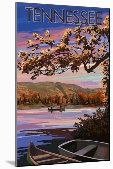 Tennessee - Lake at Dusk-Lantern Press-Mounted Art Print