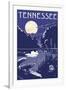 Tennessee - Lake at Night-Lantern Press-Framed Art Print