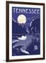 Tennessee - Lake at Night-Lantern Press-Framed Art Print