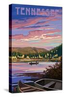 Tennessee - Lake Scene at Dusk-Lantern Press-Stretched Canvas