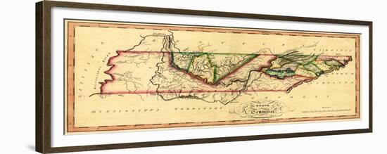 Tennessee - Panoramic Map-Lantern Press-Framed Premium Giclee Print