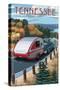 Tennessee - Retro Camper on Road-Lantern Press-Stretched Canvas