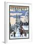 Tennessee - Snowman Scene-Lantern Press-Framed Art Print